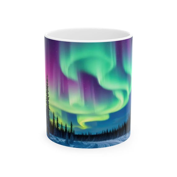 Aurora Borealis Night Sky mug | Northern Lights Ceramic Mug