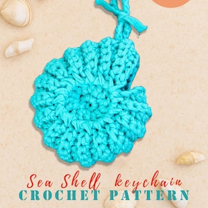 PDF Crochet Pattern for Shell Keychain / Sea-Inspired Amigurumi Bag Charm / Easy DIY Summer Car Mirror Decoration / Coastal Crochet Tutorial