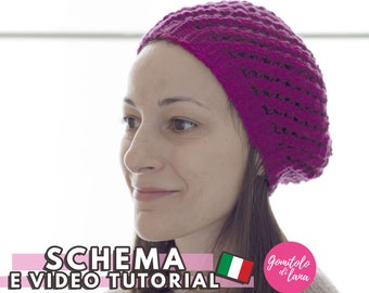 Berretto Giulia schema di lavoro a maglia con video tutorial in italiano