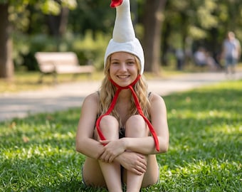 Adult Festival Lovers Novelty Goose Bonnet Hat Featuring Upright Standing Neck