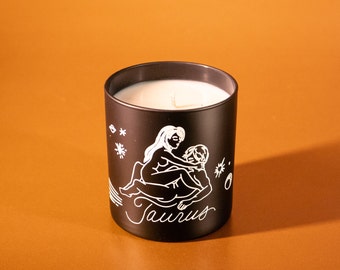 Zodiac Sex Massage Soy Wax Candle Taurus 8 oz. Unique Sexy Birthday Gift for Couples by Black Cake Clothing, Made in USA