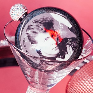 David Bowie Tribute Glitter Iridescent Spirit Flask