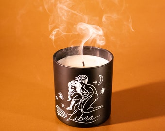 Zodiac Sex Massage Soy Wax Candle Libra 8 oz. Unique Sexy Birthday Gift for Couples by Black Cake Clothing, Made in USA