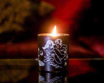Sex Massage Candle Zodiac Pisces Soybean Wax Fragrance Oils Unique Adult Gift For Him or Her 8 Oz.  by Black Cake Clothing, Made in USA