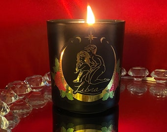 Zodiac Sex Massage Soy Wax Candle Libra 8 oz. Unique Sexy Valentines Day Gift for Couples by Black Cake Clothing, Made in USA