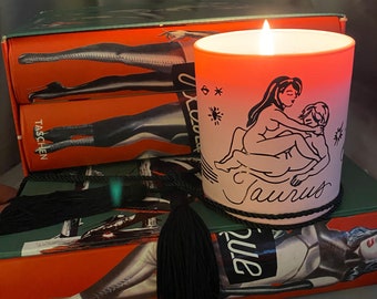 Zodiac Sex Massage Soy Wax Candle Taurus 8 oz. Unique Sexy Valentines Day Gift for Couples by Black Cake Clothing, Made in USA