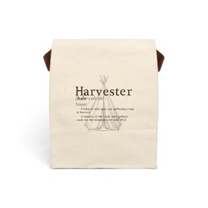 Harvest-Themed Canvas Lunch Bag, Eco-Friendly Tote for Picnics, Back to School, Gifts for Farmers, Reusable Lunch Box