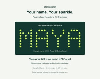 Custom Rhinestone Template SVG - Personalized Name, Cheer & Dance