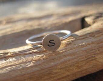 Single Sterling Silver Initial Ring