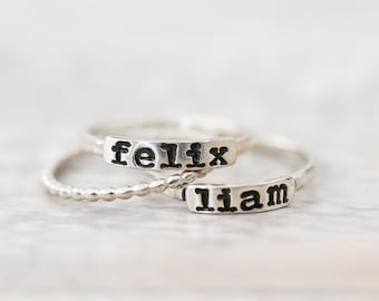 Personalized Sterling Silver Name Ring – Stackable Custom Rings