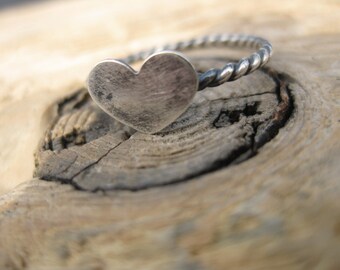 Sterling Heart Twist Ring