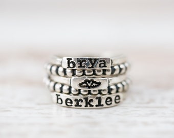 Personalized Sterling Silver Name Stacker Ring, Handmade