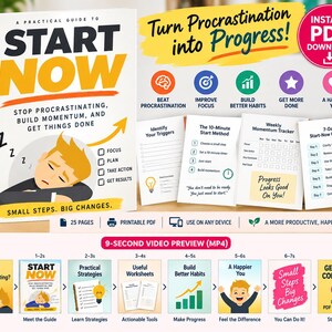 Start Now Procrastination Workbook | Productivity Guide & Focus Strategies (PDF Download)