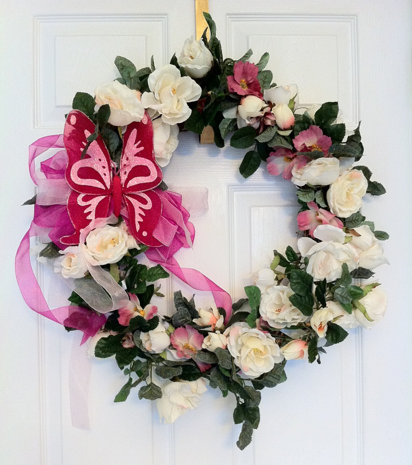 Pink Butterfly Wreath Etsy