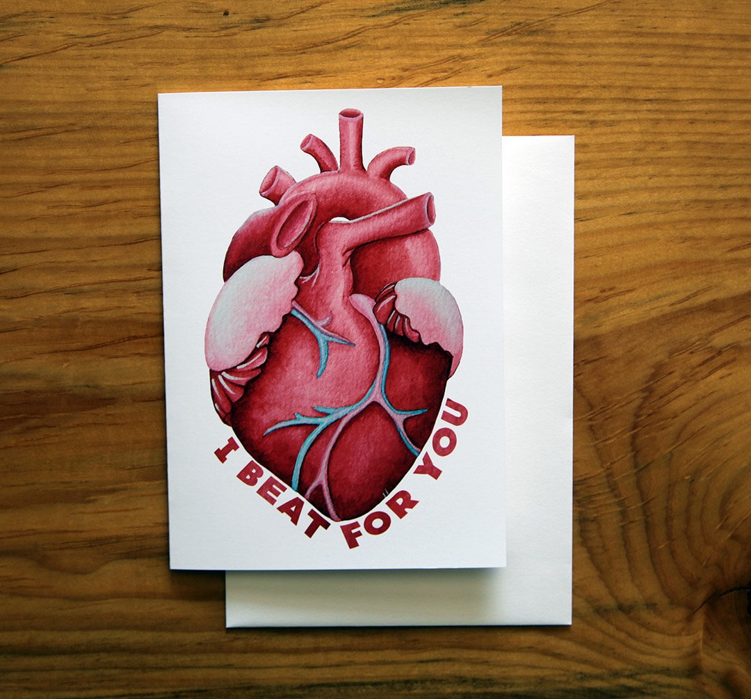 I Beat for You Art Note Card Art Greeting Card Anatomy Heart Etsy UK