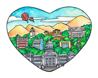 Heart of Boise- Fine Art Print - Wall Decor- Wall Art - Idaho Love