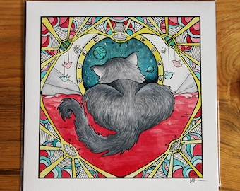 Rymdkatt - Fine Art Giclée-tryck - Anatomy Nouveau-serien