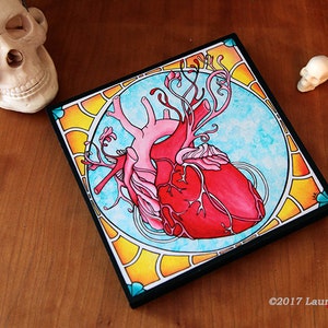 Serce a la carte-drewno montowane art panel 6 "