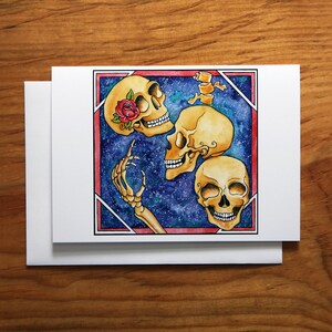 Skulls in Space- Art Note Card - Art Greeting Card - Anatomy - Human Organs