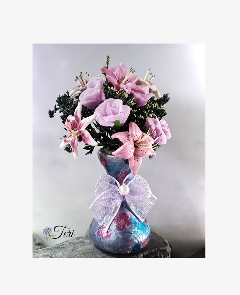 Download Miniature Flower Arrangement 11 Cold Porcelain Flowers | Etsy