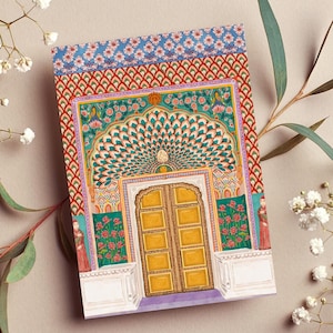 Cartão de felicitações em branco A6 | Impressão do portão de lótus | Palácio de Jaipur | Cartões inspirados em viagens | Cartão de amante de viagens | Impressão de arte da Índia | Presente de viagem