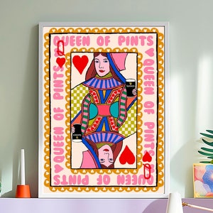 Queen Of Pints Playing Card / Arte murale Guinness / Arte murale irlandese / Stampa irlandese / Regalo per amico irlandese / Stampa artistica irlandese / Stampa artistica irlandese