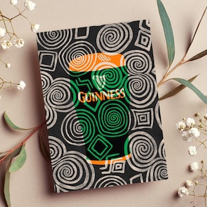 Cartão de felicitações em branco A6 | Cartão Guinness | Padrão de arte em espiral tripla | Impressão de arte celta | Arte irlandesa | Cartões da Irlanda | Presente irlandês | Cartão irlandês