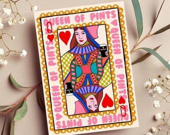Queen of Pints Card: Irish Theme Greeting Card