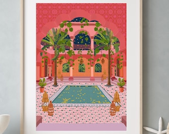 Moroccan Riad Art Print: Bali Spa Travel Poster