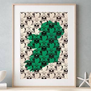 Liebe Irland Poster | Irische Kunstdruck | Claddagh Ring | Grá Print | Irische Kunst | Irland Wandkunst | Irische Geschenk | Claddagh Druck | Irische Landkarte