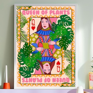 à jouer reine des plantes | Art mural coloré | Décoration d'intérieur | Cadeau pour ami | Impression d'art botanique | Impressions pour chambre à coucher | Décoration rose