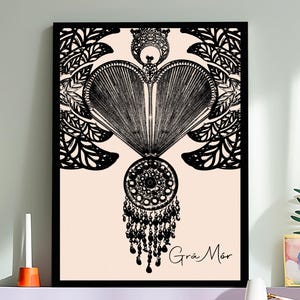 Grá Mór B&W Irish Print | Gaelic Irish Quote | Big Love | Black And White Print | Irish Art Print | Irish Wedding Gift | Engagement Gift