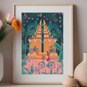 Eat Pray Liebe Bali Druck | Bunte Reise Wand Kunst | Indonesien | Original Kunst | Bunte Wandkunst | Einweihungsparty Geschenk | Reisegeschenk