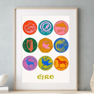 Vintage Irish Coins Art Print: Celtic Ireland Wall Decor