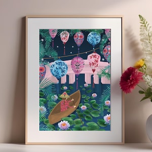 Hoi An Vietnam Art Print | Colourful Travel Wall art | Original Artwork | Housewarming Gift | Travel Gift | Vietnam Lanterns | Travel Lovers
