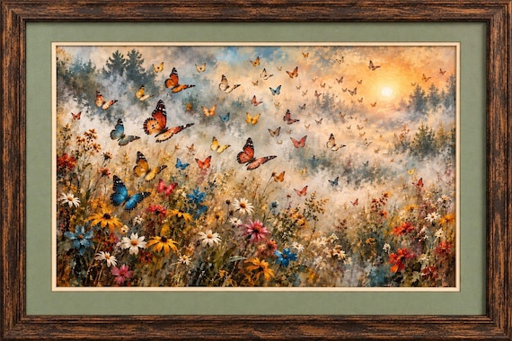 Butterfly Wildflower Misty Morning - Digital Download