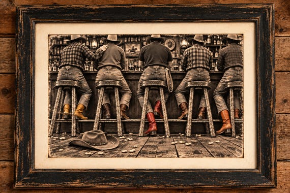 Cowboys at The Bar (Digital Art)