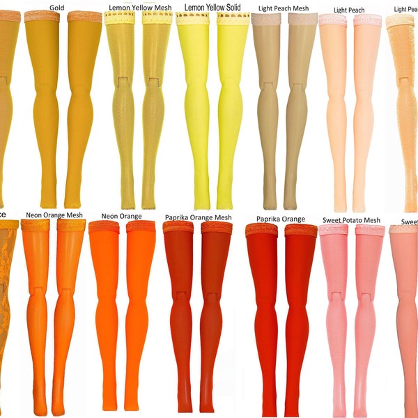 Yellow & Orange doll stockings to fit 11.5" to 12" Fashion Dolls