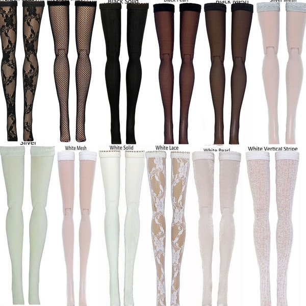 Black White or Gray doll stockings to fit 11.5" to 12" Fashion Dolls