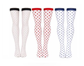 doll tights, 16 inch doll clothes, tonner doll clothes, ellowyne doll clothes, doll stockings, 16" doll stockings,  RTB101, polka dots
