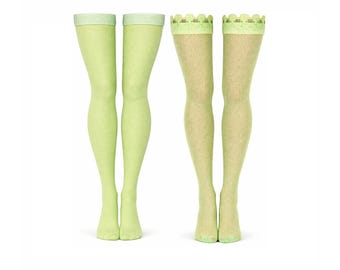 Celery Green doll stockings to fit 11.5 inch high heeled fashion dolls