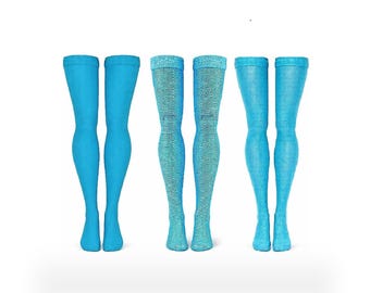 Tropical Turquoise doll stockings to fit 11.5 inch high heeled fashion dolls