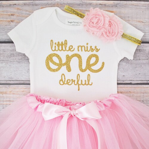 Miss Onederful First Birthday Outfit for Baby Girl With Pink Etsy