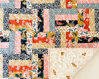 Rail Fence Quilt Pattern: Easy Strip Piecing, Baby to King Size (PDF Pattern)