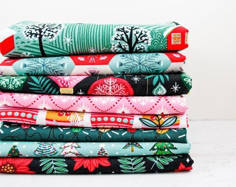 Curated Half Yard Bundle | Christmas Fabric | Winter Wonderland Collection | Cloud 9 Fabrics Quilting Bundle | Fabric Bundle