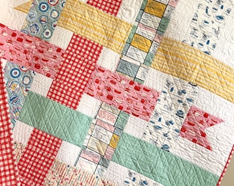 Throw Quilt Kit | Ribbon Box Quilt Project Fabric Bundle | Buttercream by Emily Taylor | Cloud 9 Fabrics