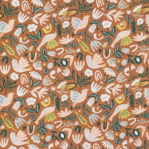 Organic Cotton Bird Fabric: Cloud 9 Flying High Quilter&#39;s Weight