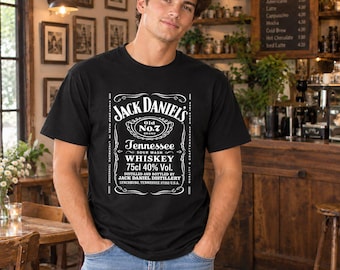 Jack Daniels T-Shirt, Tennessee Whiskey Graphic Shirt, Retro Distillery Label T-Shirt, Classic Bar Style Gift for Him Unisex