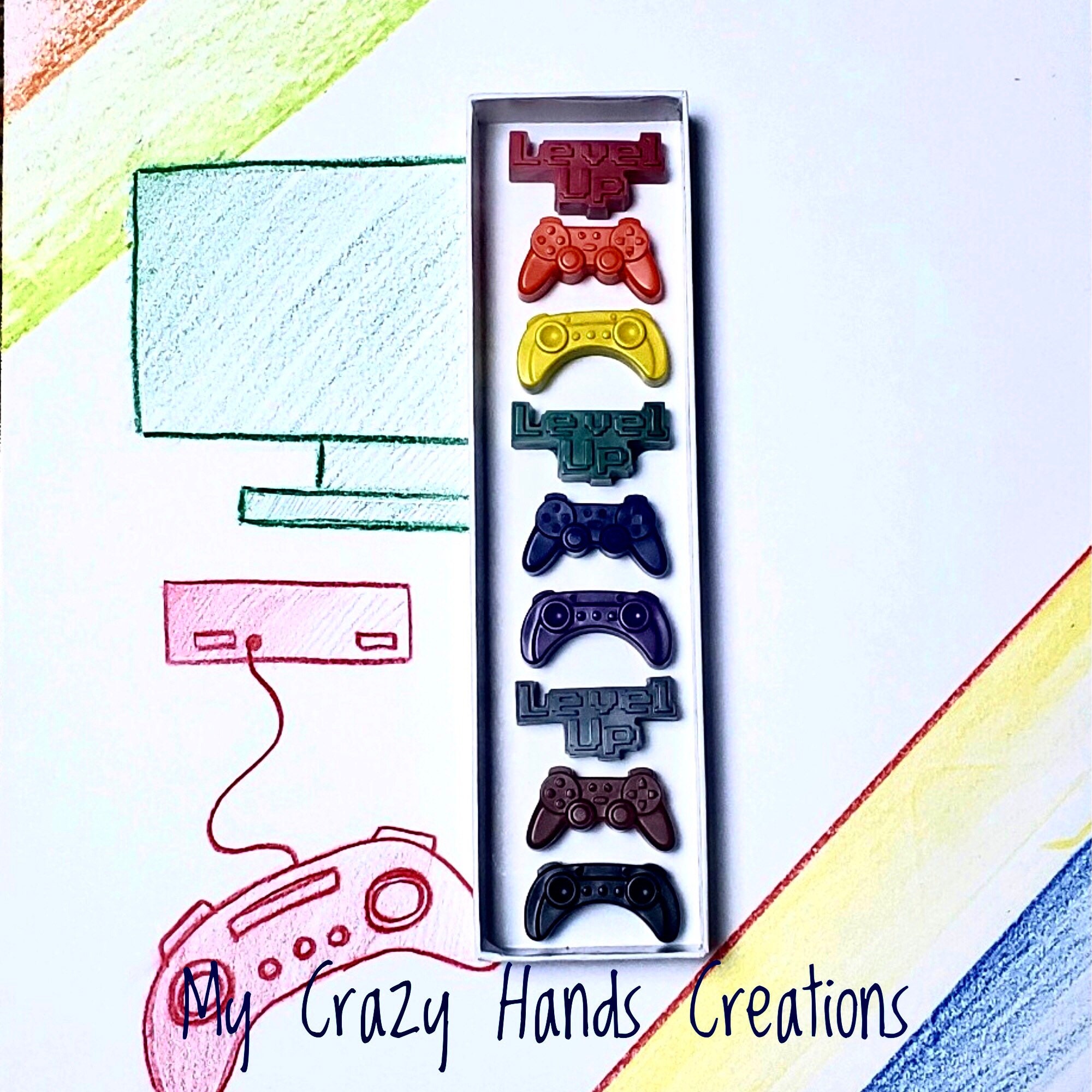 Gamer Crayons en una caja de regalo crayones de controlador Etsy