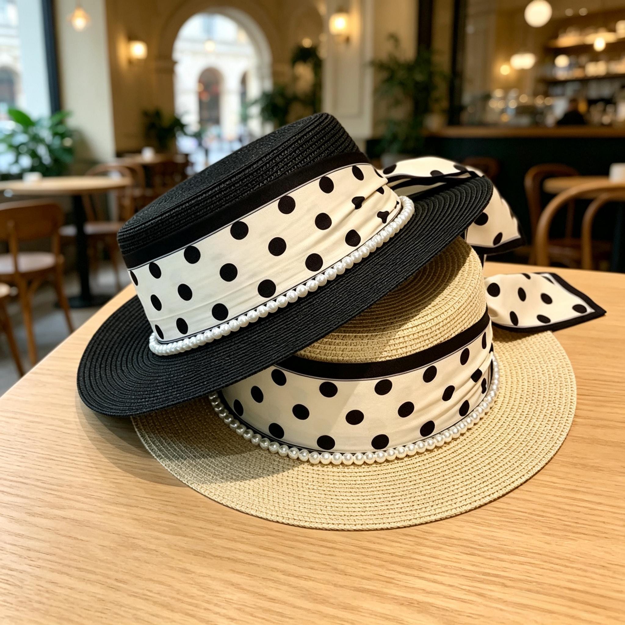 Straw Polka Dot Hat - Etsy